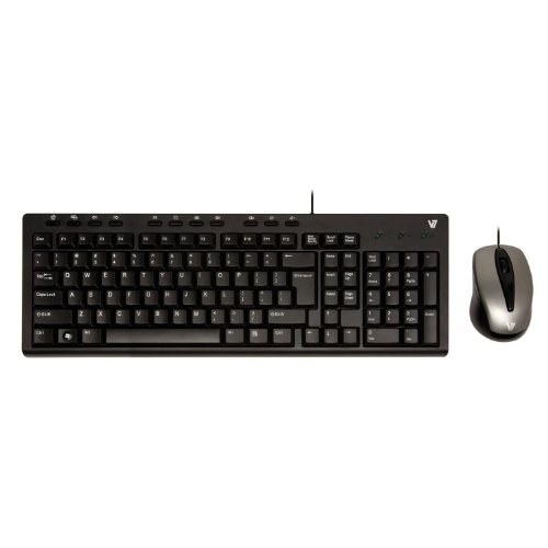 V7 Multimedia USB Keyboard Combo Wired Standard Keyboard With Optical Mouse