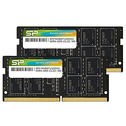 Silicon Power SP032GBSFU320X22 32 GB (2 x 16 GB) DDR4-3200 SODIMM CL22 Memory